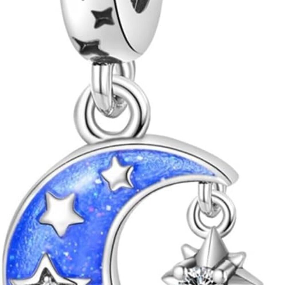 925 Sterling Silver Charms for Bracelets and Necklaces Glass Butterfly Star Moon